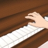 Tocando pauzinhos em um piano ou teclado
