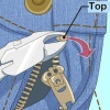 Fazendo o zíper de um jeans