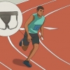 Vestindo um protetor de virilha