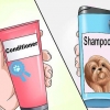 Lavando um filhote de shih tzu