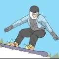 Fazendo um frontside 360 ​​em uma prancha de snowboard