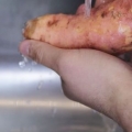 Preparando batata-doce no micro-ondas