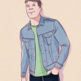 Vestindo uma jaqueta jeans