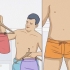 Vestindo shorts boxer