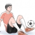 Chutando uma bola de futebol