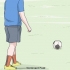 Chute forte com uma bola de futebol