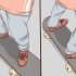 De pé em um skate